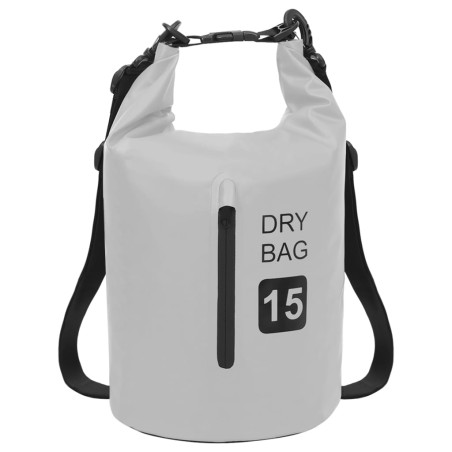 vidaXL Trockensack mit Reißverschluss Grau 15 L PVC
