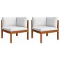 5-tlg. Garten-Lounge-Set mit Kissen Cremeweiß Massivholz Akazie
