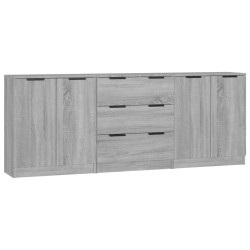 vidaXL 3-tlg. Sideboard Grau Sonoma Eiche-Optik Holzwerkstoff