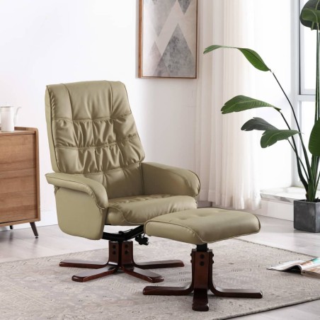 vidaXL Liegesessel mit Fußhocker Cappuccino-Braun Kunstleder