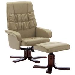 vidaXL Liegesessel mit Fußhocker Cappuccino-Braun Kunstleder