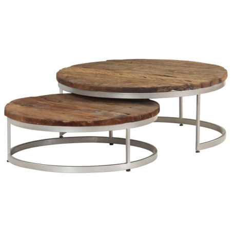 vidaXL Couchtisch-Set 2-tlg. Altholz und Stahl