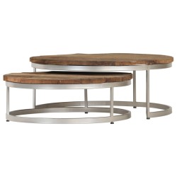 vidaXL Couchtisch-Set 2-tlg. Altholz und Stahl