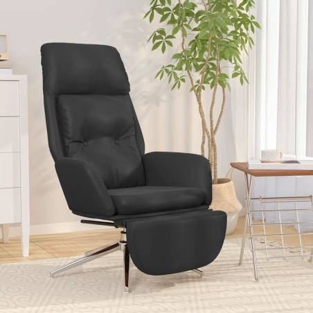 vidaXL Relaxsessel mit Fußstütze Schwarz Echtleder & Kunstleder