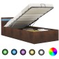 vidaXL Bett mit Bettkasten Hydraulisch mit LED Braun Stoff 100x200 cm vidaXL Bett mit Bettkasten Hydraulisch mit LED Braun Stoff 100x200 cm