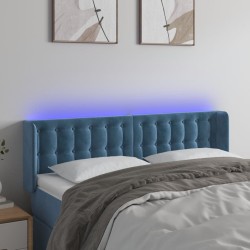 vidaXL LED Kopfteil Dunkelblau 147x16x78/88 cm Samt