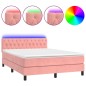 vidaXL Boxspringbett mit Matratze & LED Rosa 140x190 cm Samt vidaXL Boxspringbett mit Matratze & LED Rosa 140x190 cm Samt