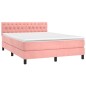 vidaXL Boxspringbett mit Matratze & LED Rosa 140x190 cm Samt vidaXL Boxspringbett mit Matratze & LED Rosa 140x190 cm Samt