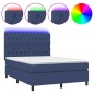 vidaXL Boxspringbett mit Matratze & LED Blau 140x200 cm Stoff vidaXL Boxspringbett mit Matratze & LED Blau 140x200 cm Stoff
