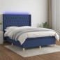 vidaXL Boxspringbett mit Matratze & LED Blau 140x200 cm Stoff vidaXL Boxspringbett mit Matratze & LED Blau 140x200 cm Stoff