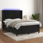 vidaXL Boxspringbett mit Matratze & LED Schwarz 140x200 cm Samt vidaXL Boxspringbett mit Matratze & LED Schwarz 140x200 cm Samt