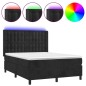 vidaXL Boxspringbett mit Matratze & LED Schwarz 140x200 cm Samt vidaXL Boxspringbett mit Matratze & LED Schwarz 140x200 cm Samt