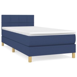 vidaXL Boxspringbett mit Matratze Blau 90x190 cm Stoff
