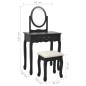 vidaXL Schminktisch mit Hocker Schwarz 65x36x128 cm Paulownia-Holz MDF vidaXL Schminktisch mit Hocker Schwarz 65x36x128 cm Paulownia-Holz MDF