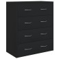 vidaXL Kommode mit 4 Schubladen 60×30,5×71 cm Schwarz vidaXL Kommode mit 4 Schubladen 60×30,5×71 cm Schwarz
