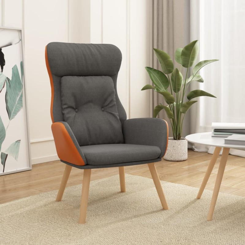vidaXL Relaxsessel Dunkelgrau Stoff und PVC vidaXL Relaxsessel Dunkelgrau Stoff und PVC