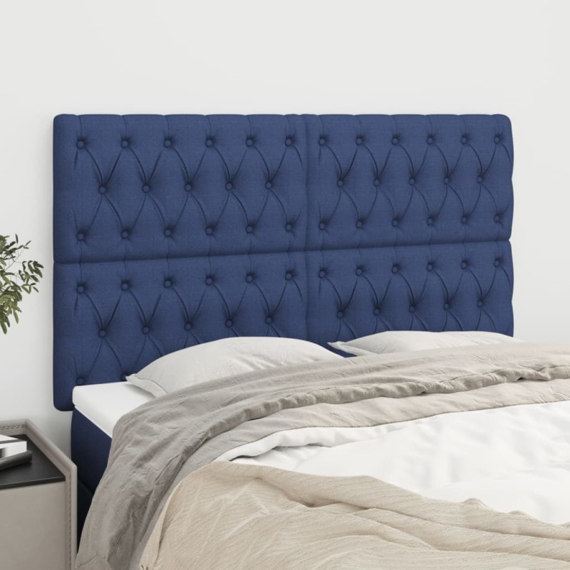 vidaXL Kopfteile 4 Stk. Blau 72x7x78/88 cm Stoff