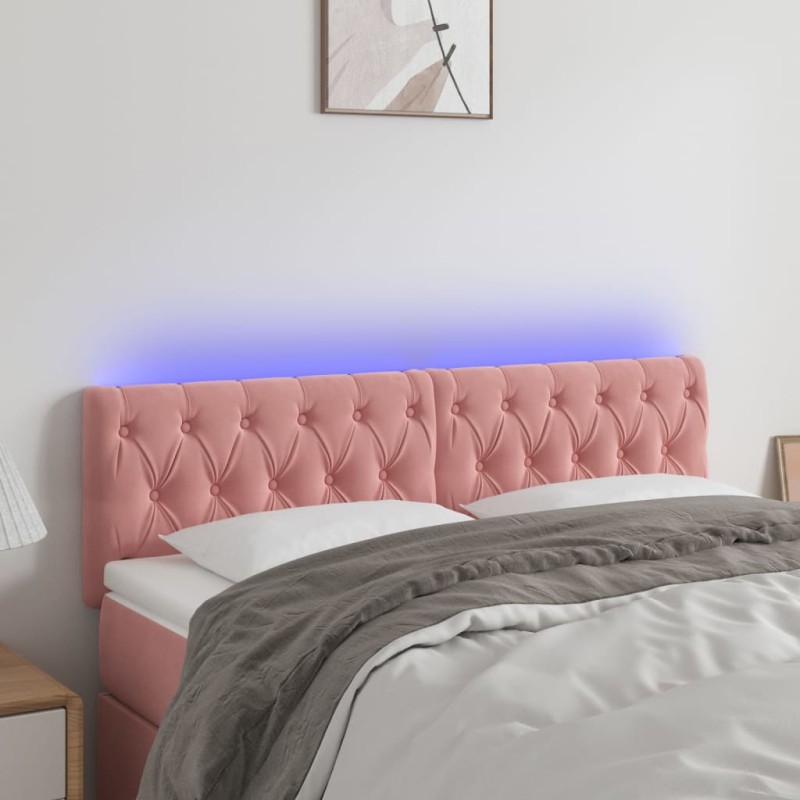 vidaXL LED Kopfteil Rosa 144x7x78/88 cm Samt