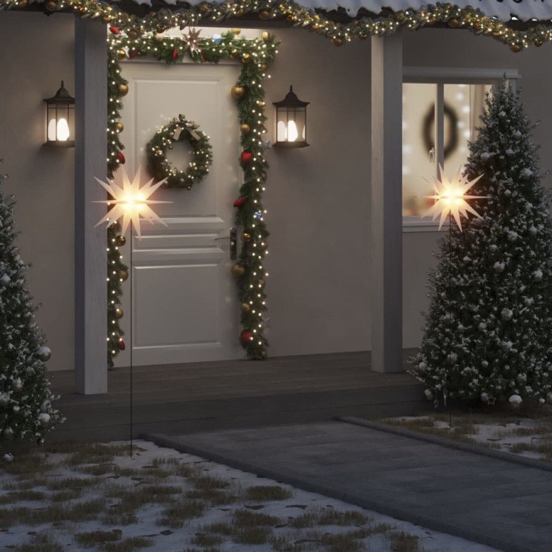 vidaXL LED-Weihnachtsstern mit Erdspieß Faltbar Weiß 57 cm vidaXL LED-Weihnachtsstern mit Erdspieß Faltbar Weiß 57 cm