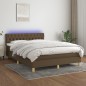 vidaXL Boxspringbett mit Matratze & LED Dunkelbraun 140x200 cm Stoff vidaXL Boxspringbett mit Matratze & LED Dunkelbraun 140x200 cm Stoff