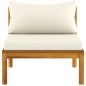 vidaXL Modulares Mittelsofa mit Cremeweißen Kissen Akazienholz vidaXL Modulares Mittelsofa mit Cremeweißen Kissen Akazienholz