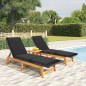 vidaXL Sonnenliegen mit Auflagen 2 Stk. Poly Rattan Massivholz Akazie vidaXL Sonnenliegen mit Auflagen 2 Stk. Poly Rattan Massivholz Akazie