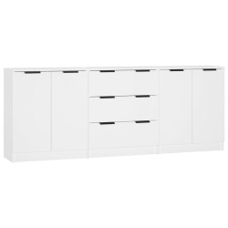vidaXL 3-tlg. Sideboard Weiß Holzwerkstoff