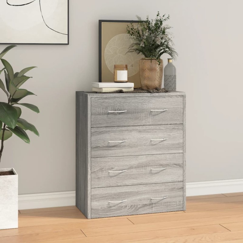 vidaXL Kommode mit 4 Schubladen 60x30,5x71 cm Grau Sonoma vidaXL Kommode mit 4 Schubladen 60x30,5x71 cm Grau Sonoma