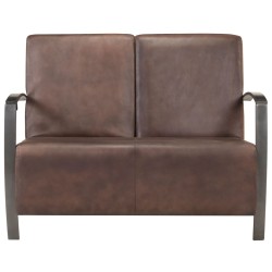 vidaXL 2-Sitzer-Sofa Braun Echtleder