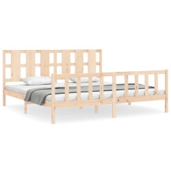 Bettgestell mit Kopfteil 180x200 cm Massivholz