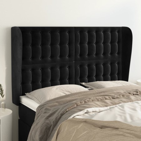 vidaXL Kopfteil mit Ohren Schwarz 147x23x118/128 cm Samt