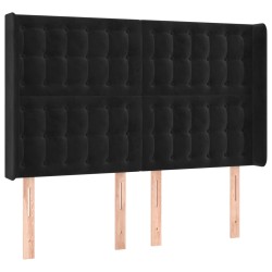 vidaXL Kopfteil mit Ohren Schwarz 147x16x118/128 cm Samt