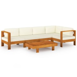 6-tlg. Garten-Lounge-Set mit Creme Auflagen Massivholz Akazie