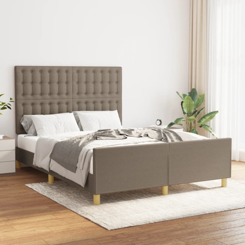 vidaXL Bettgestell mit Kopfteil Taupe 140x190 cm Stoff vidaXL Bettgestell mit Kopfteil Taupe 140x190 cm Stoff