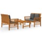 3-tlg. Garten-Lounge-Set mit Kissen Massivholz Akazie 3-tlg. Garten-Lounge-Set mit Kissen Massivholz Akazie
