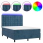 vidaXL Boxspringbett mit Matratze & LED Dunkelblau 140x200 cm Samt vidaXL Boxspringbett mit Matratze & LED Dunkelblau 140x200 cm Samt
