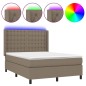 vidaXL Boxspringbett mit Matratze & LED Taupe 140x200 cm Stoff vidaXL Boxspringbett mit Matratze & LED Taupe 140x200 cm Stoff