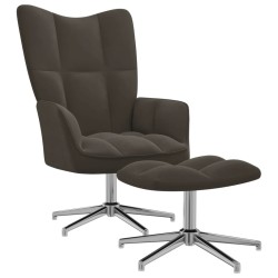 vidaXL Relaxsessel mit Hocker Dunkelgrau Samt
