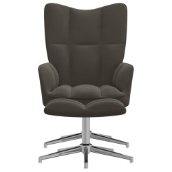 vidaXL Relaxsessel mit Hocker Dunkelgrau Samt