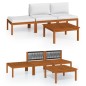 vidaXL 4-tlg. Garten-Lounge-Set mit Kissen Cremeweiß Massivholz Akazie vidaXL 4-tlg. Garten-Lounge-Set mit Kissen Cremeweiß Massivholz Akazie
