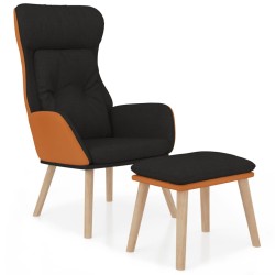 vidaXL Relaxsessel mit Hocker Schwarz Kunstleder & Stoff