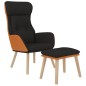 vidaXL Relaxsessel mit Hocker Schwarz Kunstleder & Stoff vidaXL Relaxsessel mit Hocker Schwarz Kunstleder & Stoff