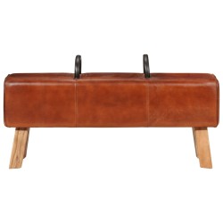 vidaXL Bank Turnbock-Design Braun 110 cm Echtleder