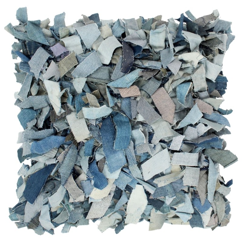 vidaXL Kissen Denim Hochflor Blau 60 x 60 cm Leder und Baumwolle vidaXL Kissen Denim Hochflor Blau 60 x 60 cm Leder und Baumwolle