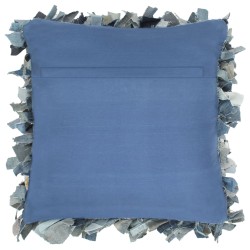 vidaXL Kissen Denim Hochflor Blau 60 x 60 cm Leder und Baumwolle