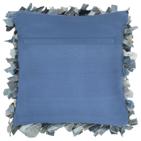 vidaXL Kissen Denim Hochflor Blau 60 x 60 cm Leder und Baumwolle