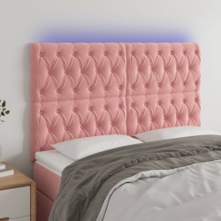 vidaXL LED Kopfteil Rosa 144x7x118/128 cm Samt