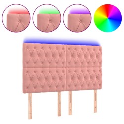 vidaXL LED Kopfteil Rosa 144x7x118/128 cm Samt