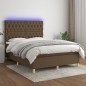 vidaXL Boxspringbett mit Matratze & LED Dunkelbraun 140x200 cm Stoff vidaXL Boxspringbett mit Matratze & LED Dunkelbraun 140x200 cm Stoff