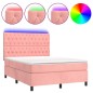vidaXL Boxspringbett mit Matratze & LED Rosa 140x200 cm Samt vidaXL Boxspringbett mit Matratze & LED Rosa 140x200 cm Samt